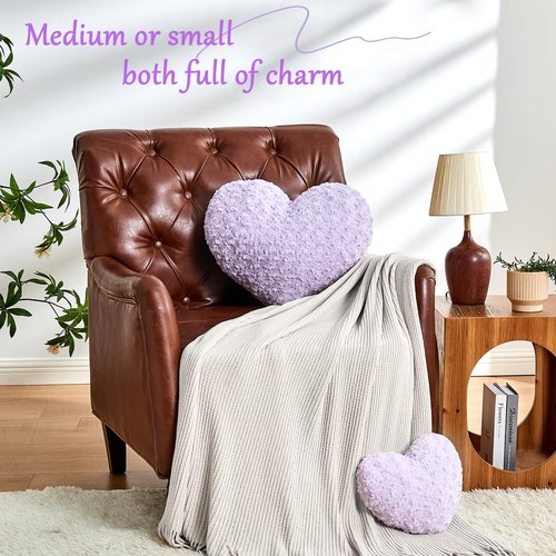 IREMATE Heart Pillow Purple Throw Pillows, Soft and Fluffy Decorative Pillows for Bed Couch Chair, Cute Heart Shaped Room Decor for Valentine Anniversary Birthday Halloween Christmas (Small, 13"x10")