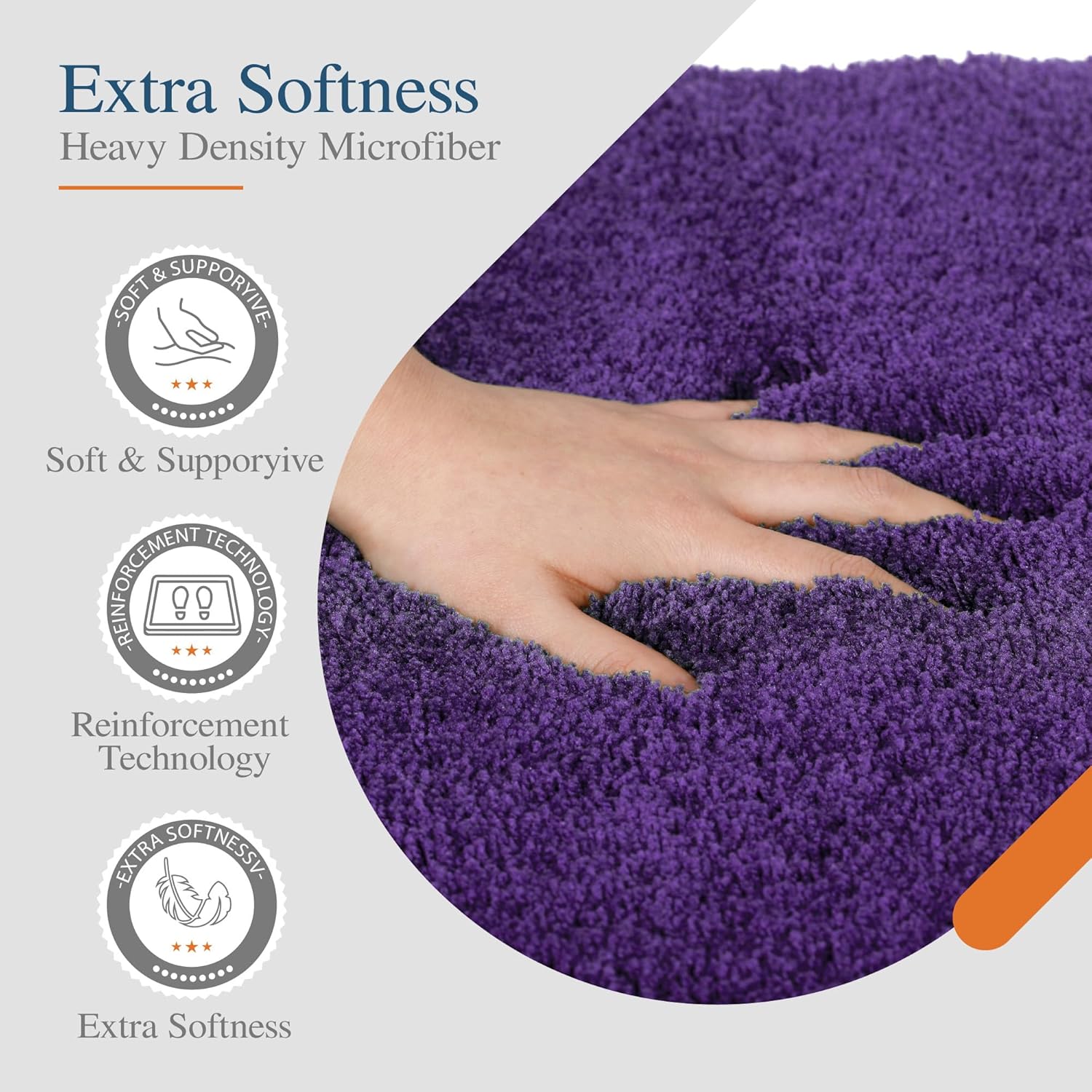 Walensee Non-Slip Bath Mat - Soft Microfiber Shaggy Rug | Water Absorbent, Machine Washable (16 x 24, Dark Purple)