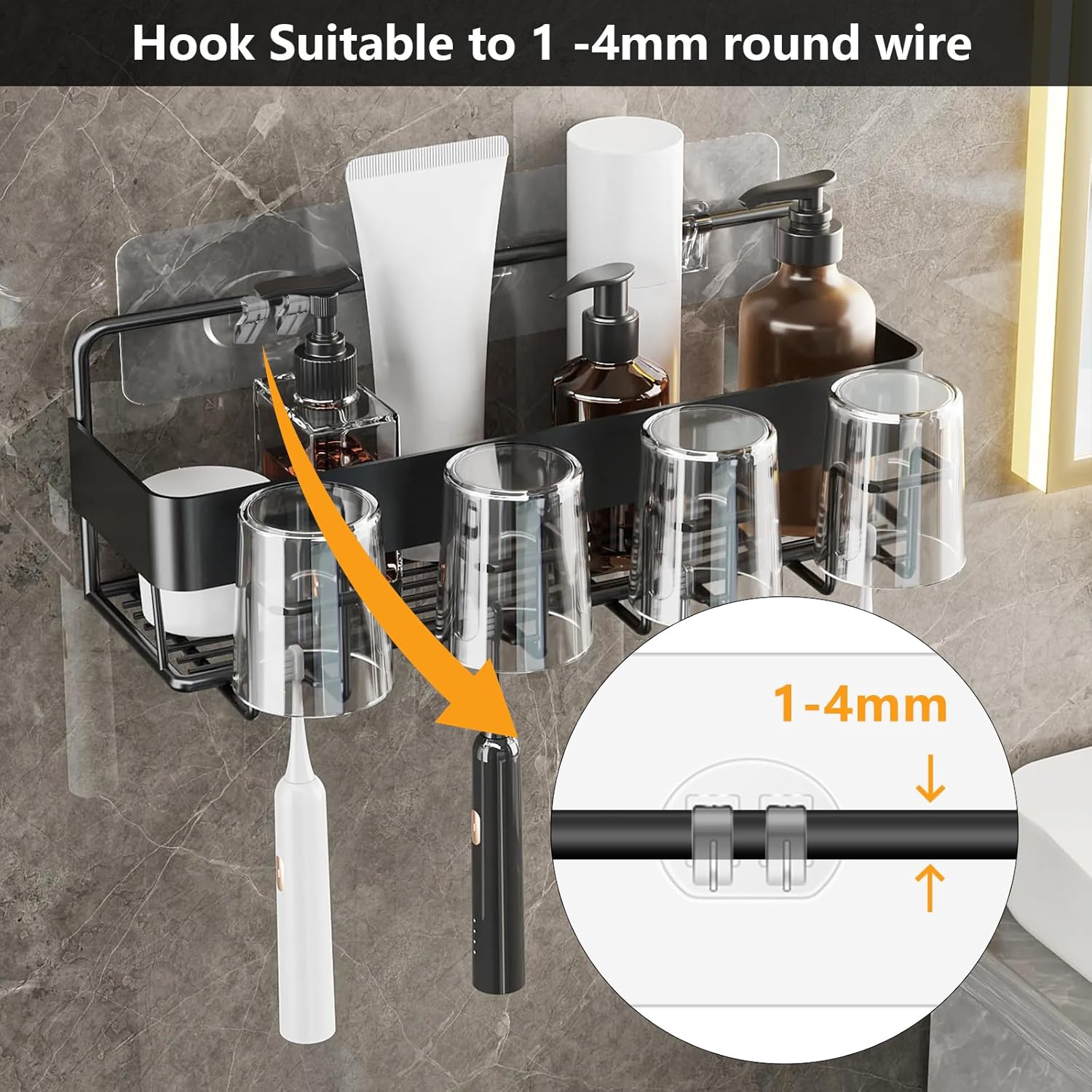 Skiennix Shower Caddy Adhesive Hooks - Strong Replacement for Rack Basket Holder | 2 Pack
