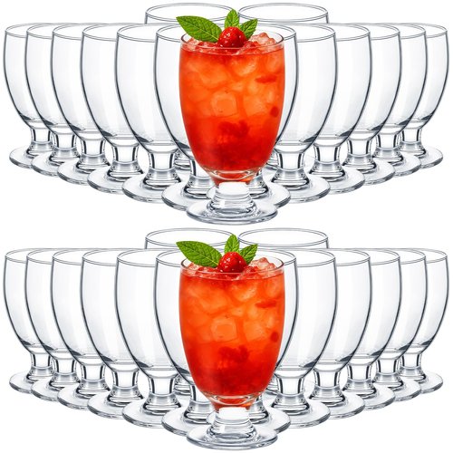 Patelai Set of 30 Water Goblet, 10.5 oz Clear Drinking Glasses Bulk Dishwasher Safe, Stemmed Water Glass for Juice Wine Beer Tea Sangria Cold Beverages, Reusable Glassware for Home Party Restaurant