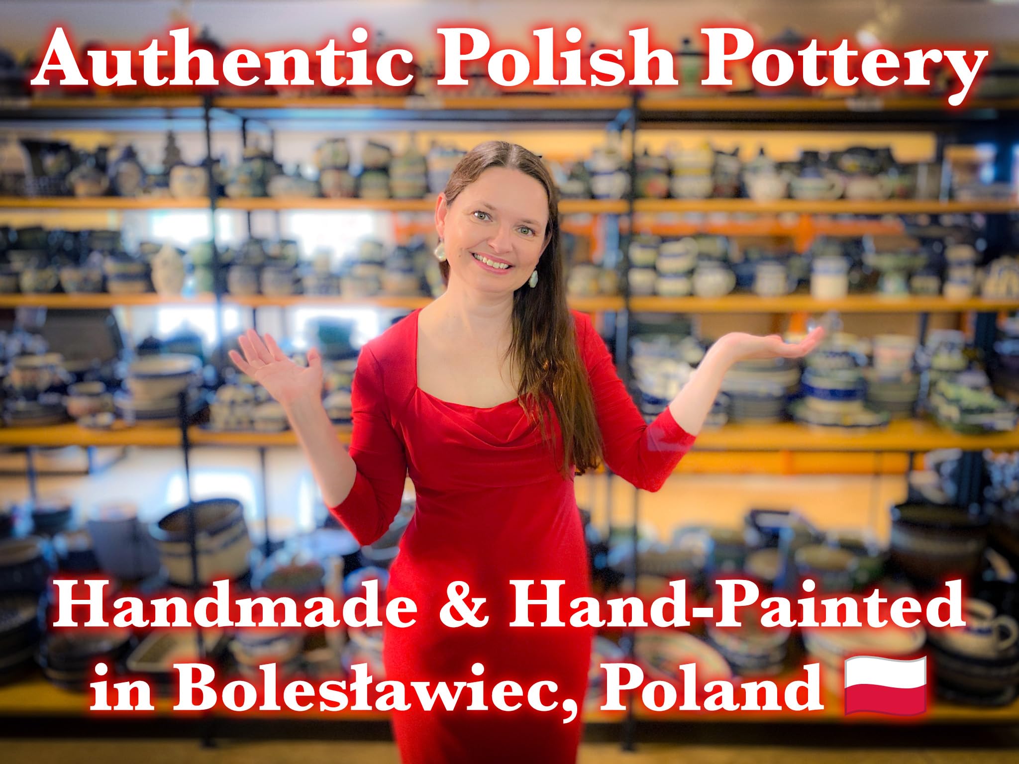 Polmedia Polish Pottery Pasta Bowl 9-inch - Peach Tudor Rose Pattern Handmade in Boleslawiec Poland by Ceramika Bona + Certificate of Authenticity