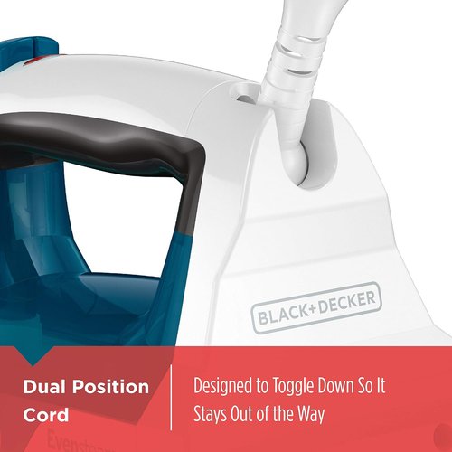 BLACK+DECKER Easy Steam Compact Iron - Dual Position Cord, TrueGlide Non-Stick Soleplate, Vertical Steam