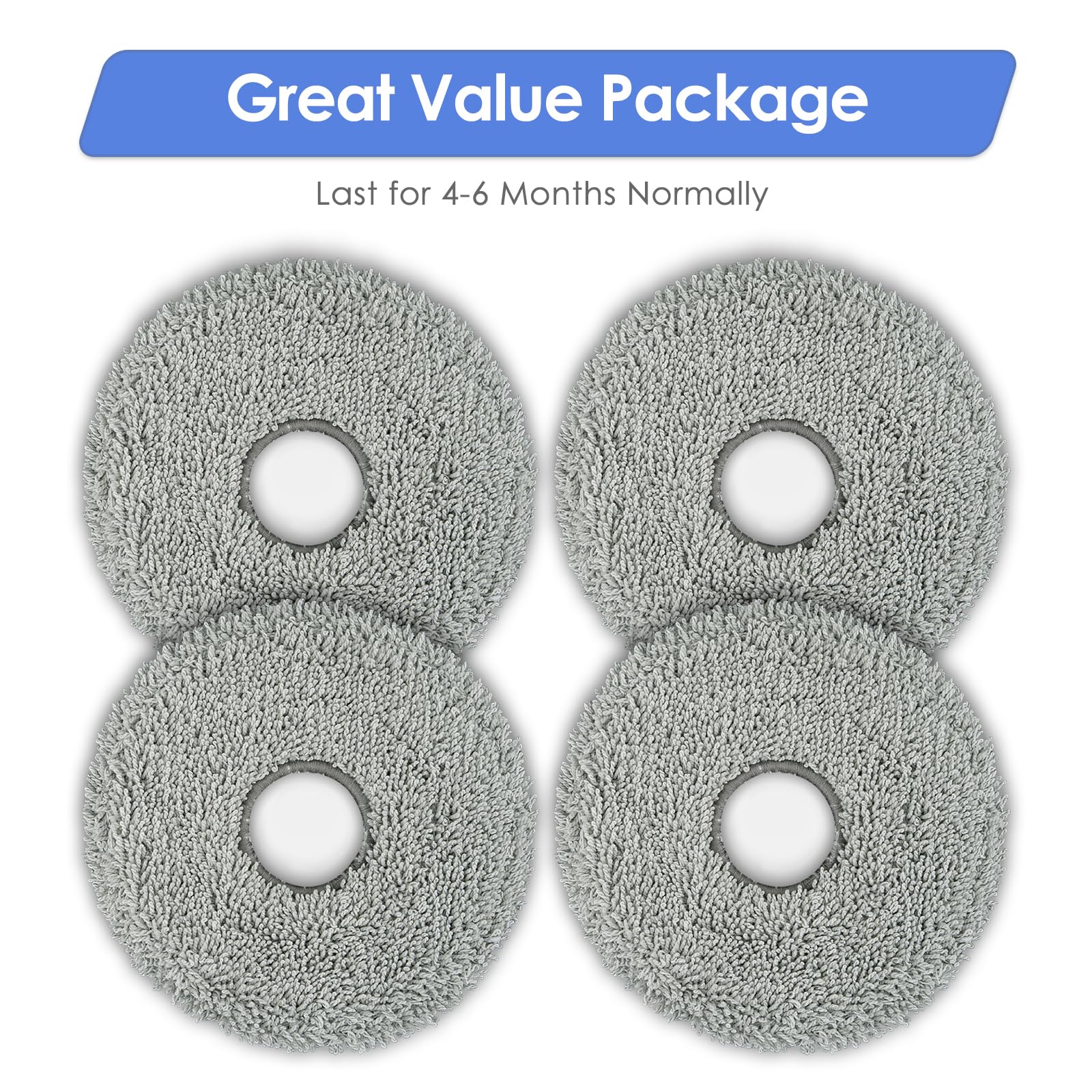 (4 Pack) L40 Ultra Replacement Mop Pads for Dreame X50 Ultra/ X40 Ultra/ X30 Ultra/ L10s Ultra/ L10s Pro Gen 2/ L10s Pro Ultra/ L10s Plus/ Mova P10 Pro Ultra Robot Vacuum, Replacement Mop Cloths