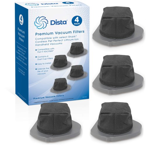 Dista Filter - XDCF800 Premium Dust Cup Filter Replacements Compatible with Shark Cordless Pet Perfect Lithium-Ion Handheld Vacuum Model LV800 LV801 LV801C Compare to Part # XDCF800. Pack of 4