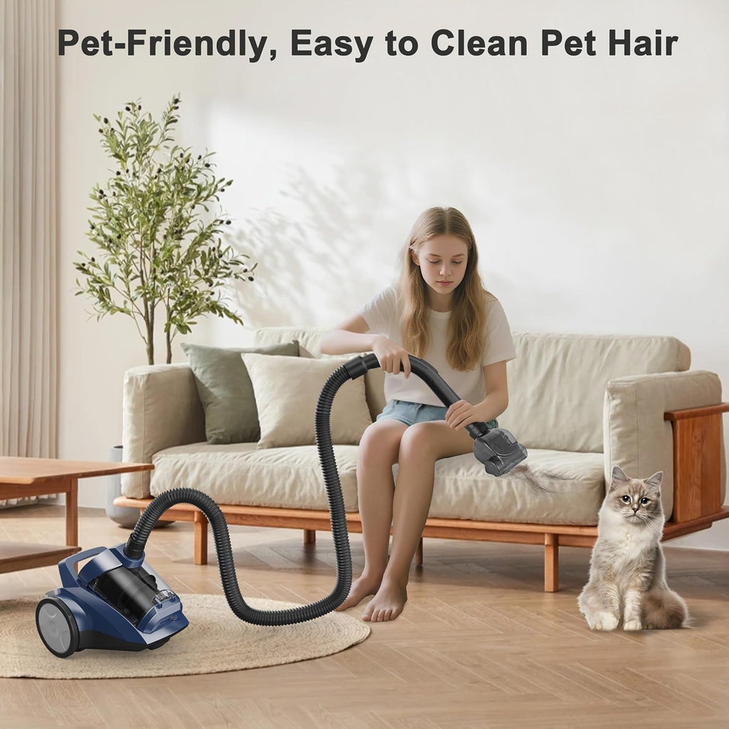 Sweepcent Canister Vacuum Cleaner - 45KPa Power Bagless Design | Lightweight Multi-Surface Vacuum with 5 Tools & Double HEPA Filter