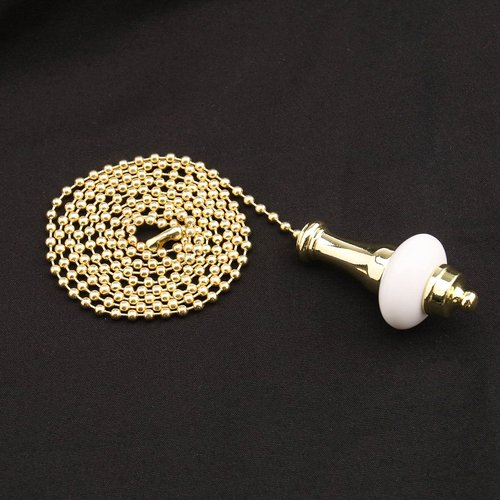 Create idea 2pcs Ceiling Light Fan Switch Pull Cord Weight Handle Chain Extension Beaded Stainless Steel Ceramic Gold 1m