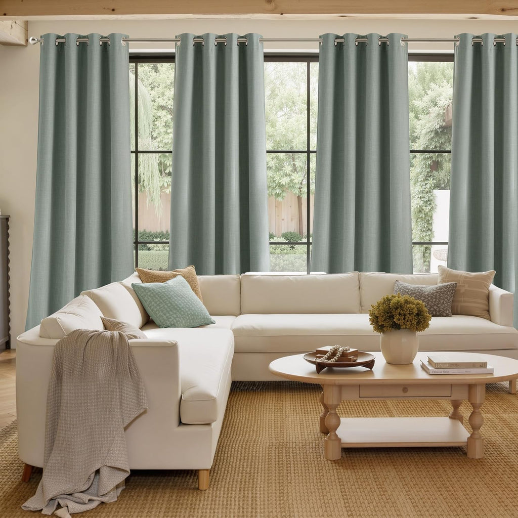 NICETOWN Sage Green Blackout Curtains | 63-Inch Faux Linen Privacy Panels for Modern Farmhouse Decor - 2 Panels