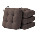 IASEAHK Chair Cushions for Dining Chairs, Dining Chair Cushions, Tufted Indoor Chair Pads with Ties & Non Slip Backing, Seat Cushions for Kitchen Chairs 16.5” x 16.5” x 3.5”, Set of 4, Brown