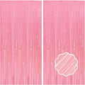 Skiennix 2 Pack Pastel Pink Streamers - Foil Fringe Curtains for Birthday & Wedding Decor