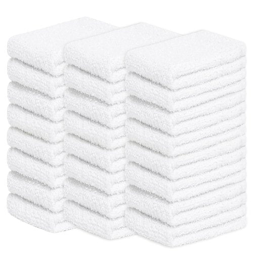 Looperry White Terry Cloth Rags (24 Pack) 13"x13" Inches Commercial Grade Dish Cloth Multipurpose Cleaning Rags for Housekeeping, Car Wash. Absorbent & Reusable Bar Mop Towels for Kitchen Cotton