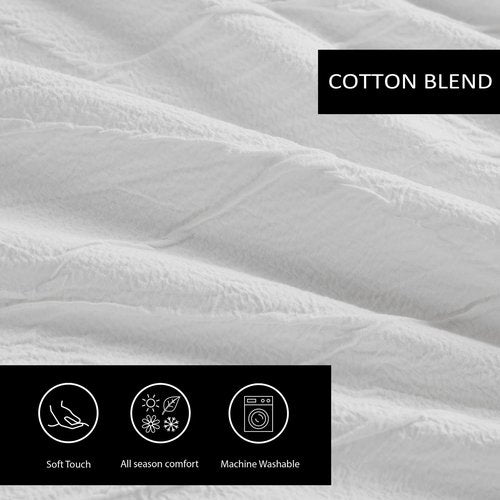 Vera Wang - Queen Duvet Cover Set, Lightweight Bedding Set with Matching Pillowcases, 3 Piece Bed Set with a Soft & Textured Feel (Abstract Crinkle White)