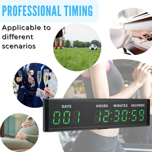 WQV Large Display Digital Countdown Clock, LED Large Display Count Up/Count Down Timer, 999 Days Countdown Calendar for Christmas Retirement Birthday Event Timer with Remote Control (Green)