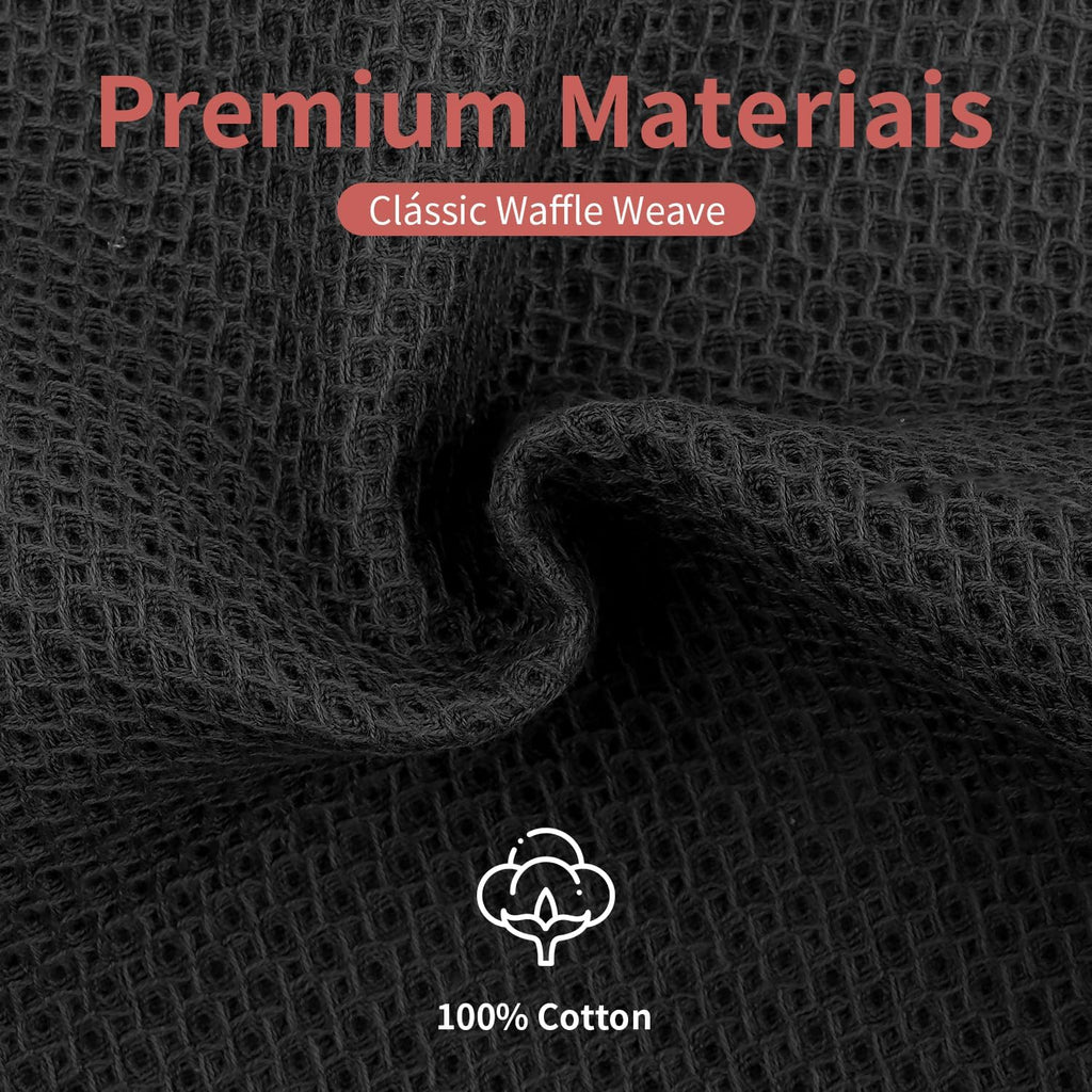 Ultra Soft 100% Cotton Waffle Weave Dish Cloths by [Brand Name] - 6-Pack, 12x12 Inch, Dark Grey, Quick Drying & Absorbent