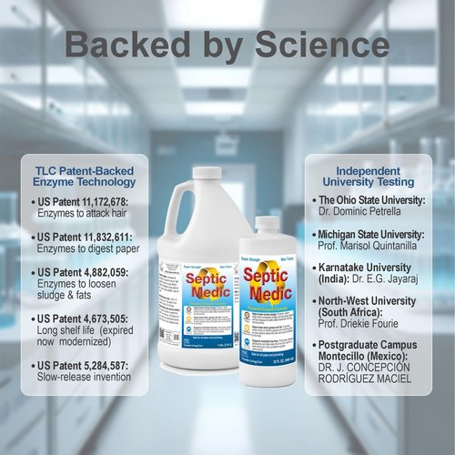 Septic Medic Septic Tank Treatment, Enzyme System Cleaner, Breakdown Sludge, Breakdown Grease and Fat, Supports Drainfield and Leach Field Free Flow, Backed by Science, 32 oz (1 Quart)