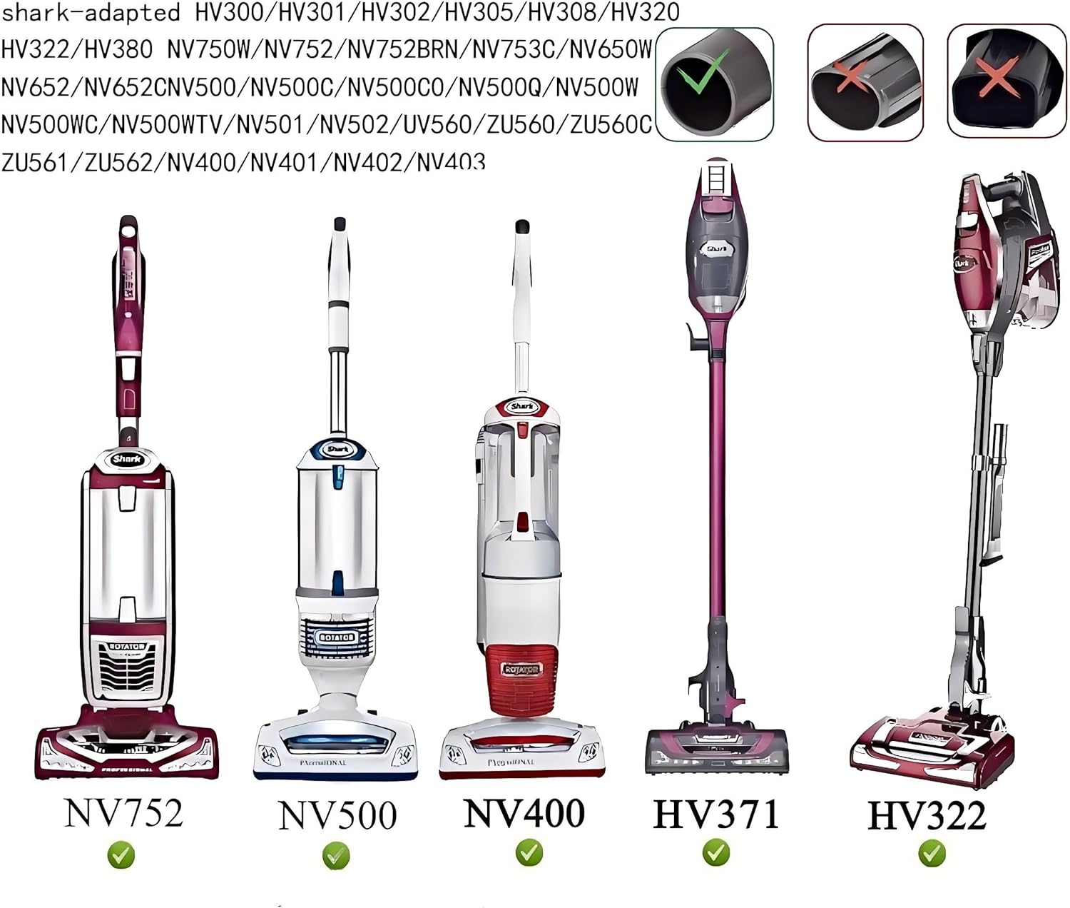 Shark | 6PCS Vacuum Cleaner Attachments - 2-in-1 Crevice & Dusting Brush Combo for HV322, HV320, NV600