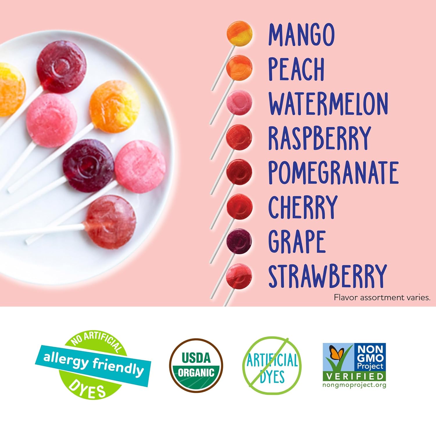 YumEarth Organic Lollipops Variety Pack - 60 Allergy-Friendly, Gluten-Free, Vegan Treats