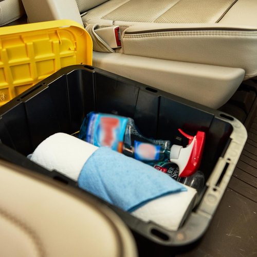 5-Gallon Heavy Duty Storage Bins by BLACK & YELLOW - Stackable, Weather-Resistant, 4-Pack for Home Organization