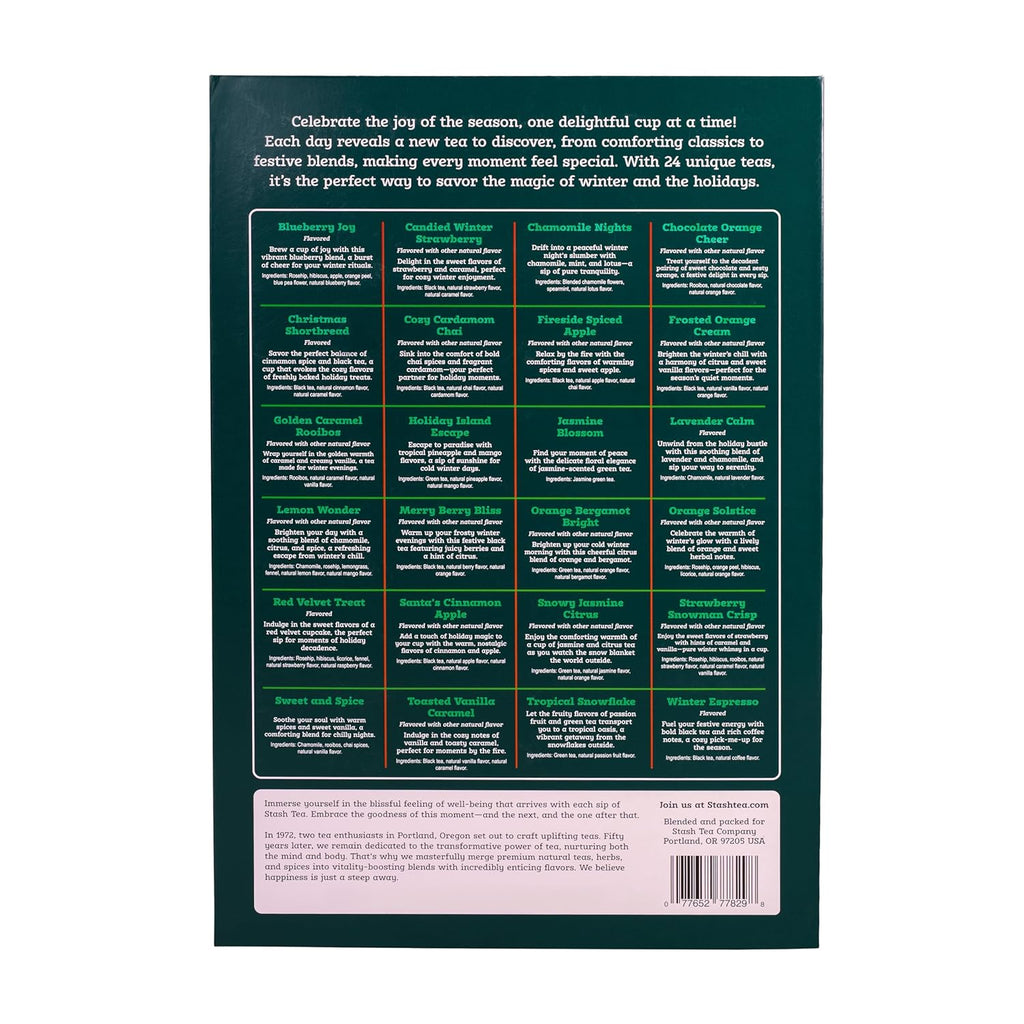 STASH Tea Advent Calendar - Premium Assorted Teas for a Festive Countdown | 24 Unique Flavors