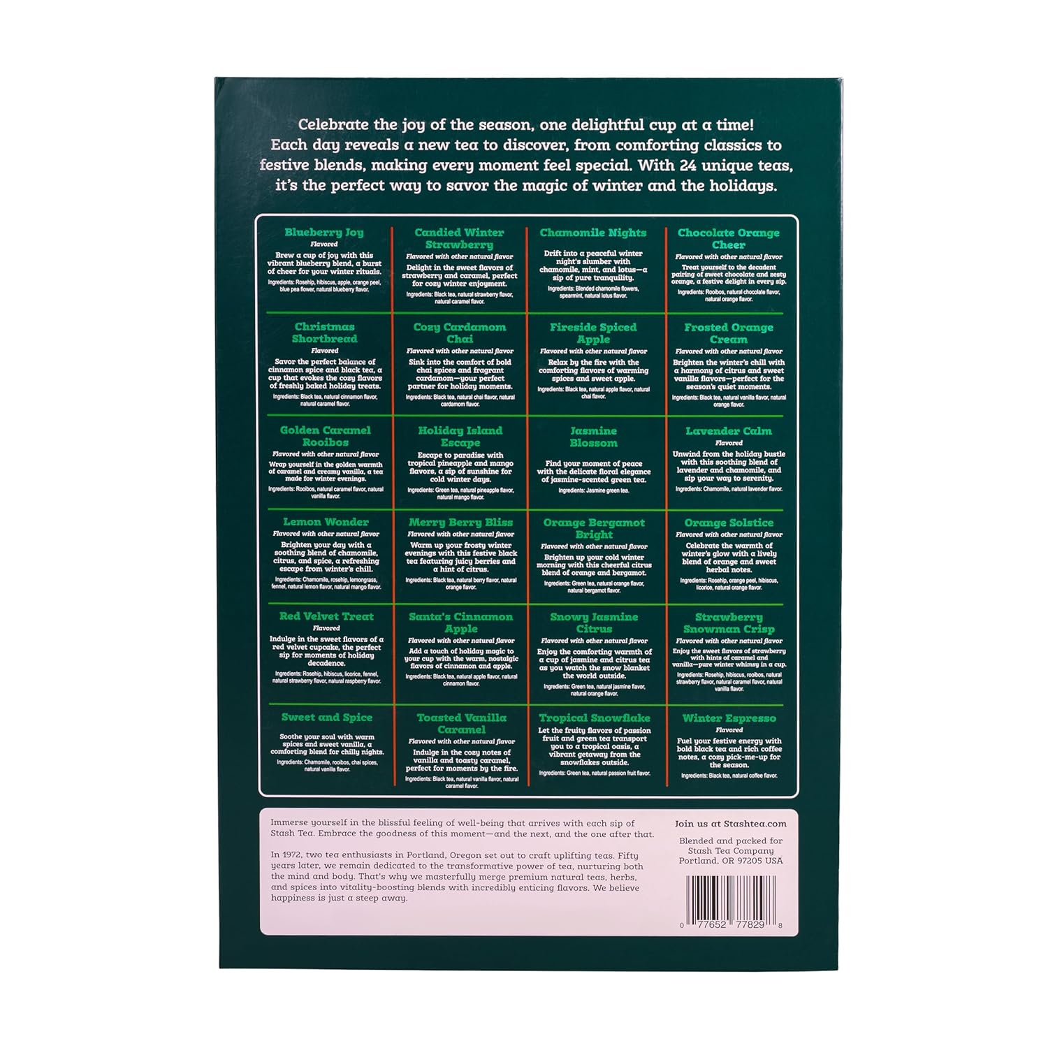 STASH Tea Advent Calendar - Premium Assorted Teas for a Festive Countdown | 24 Unique Flavors