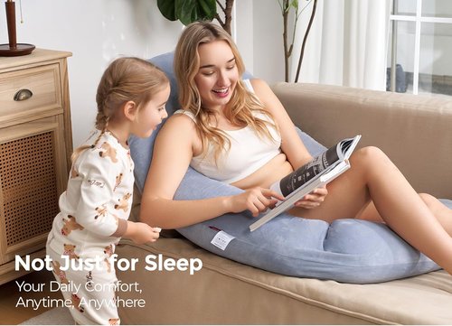 Momcozy Pregnancy Pillow - Dreamlign U Pro Maternity Support with Adjustable Leg Pillow | 50-72 Inch Full Body Comfort