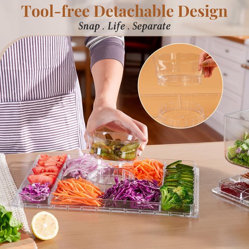 Cake Stand with Lid-Extra Large 17" Rectangular Cake Holder,8-in-1 Multi-Functional Dessert Table Display Set & Charcuterie Board,Acrylic Cake Plate Dome Cover for Weddings/Cheese/Veggie/Chips & Dip