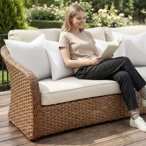 MIULEE Outdoor Pillow Inserts 18x18 Pack of 2 Waterproof Throw Pillow Inserts Decorative 100% Virgin Fibers Filling for Patio Sofa Couch