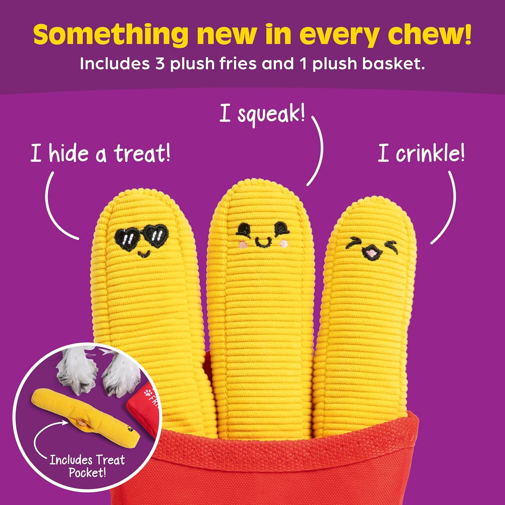 Relatable Emotional Support Pet Fries - Cuddly Dog Toys & Puppy Essentials | Great Gift Set with 3 Toys
