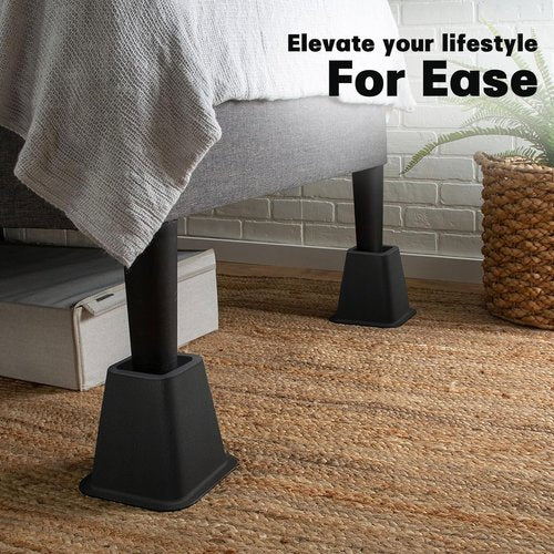 ANNKUT 6 Inch Heavy Duty Bed Risers, Furniture Risers for Desk, Chair, Table or Sofa, Couch Lift Risers, Supports up to 2200 lbs per Leg(8 Pack Black)