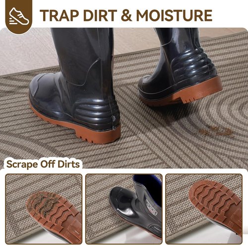 Front Door Mat - Skiennix 17''x30'' Absorbent, Washable, Non-Slip Indoor Doormat | Easy Clean Brown