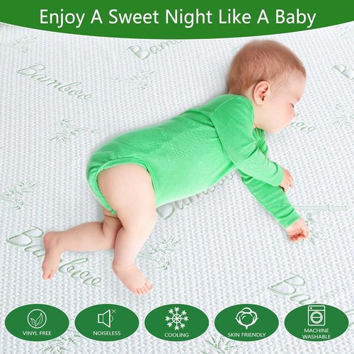 GOONIK Queen Mattress Protector - Breathable Bamboo Viscose Waterproof Pad Cover | Fits 6-18 Inch Deep Mattresses