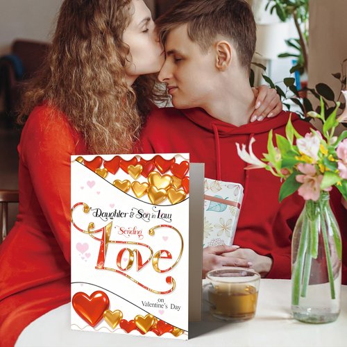 OJsensai Valentine’s Day Card for Daughter and Son in Law from Parents, Valentines Decorations Gifts Ideas