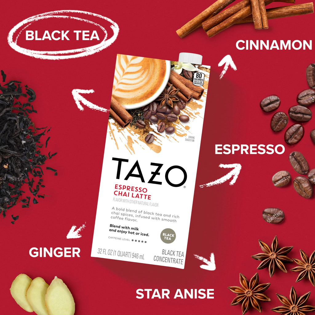 TAZO Decaf Gingerbread Spice Latte Tea Concentrate, 32 Fl Oz Carton (Pack of 2)