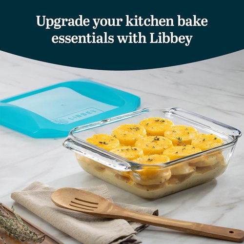 Libbey Baker’s Premium Glass Baking Dish Set - Stackable Casserole Dishes with Lids | 2-Piece Set for Lasagna & Brownies