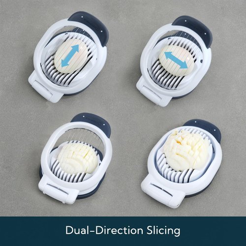 KITCHENDAO Replaceable Egg Slicer with Stainless Steel Wires, Egg Cutter for Hard-Boiled Eggs, Dual-Direction Cutting, Heavy-Duty Egg Dicer, Non-Slip Base & Handle, Dishwasher Safe
