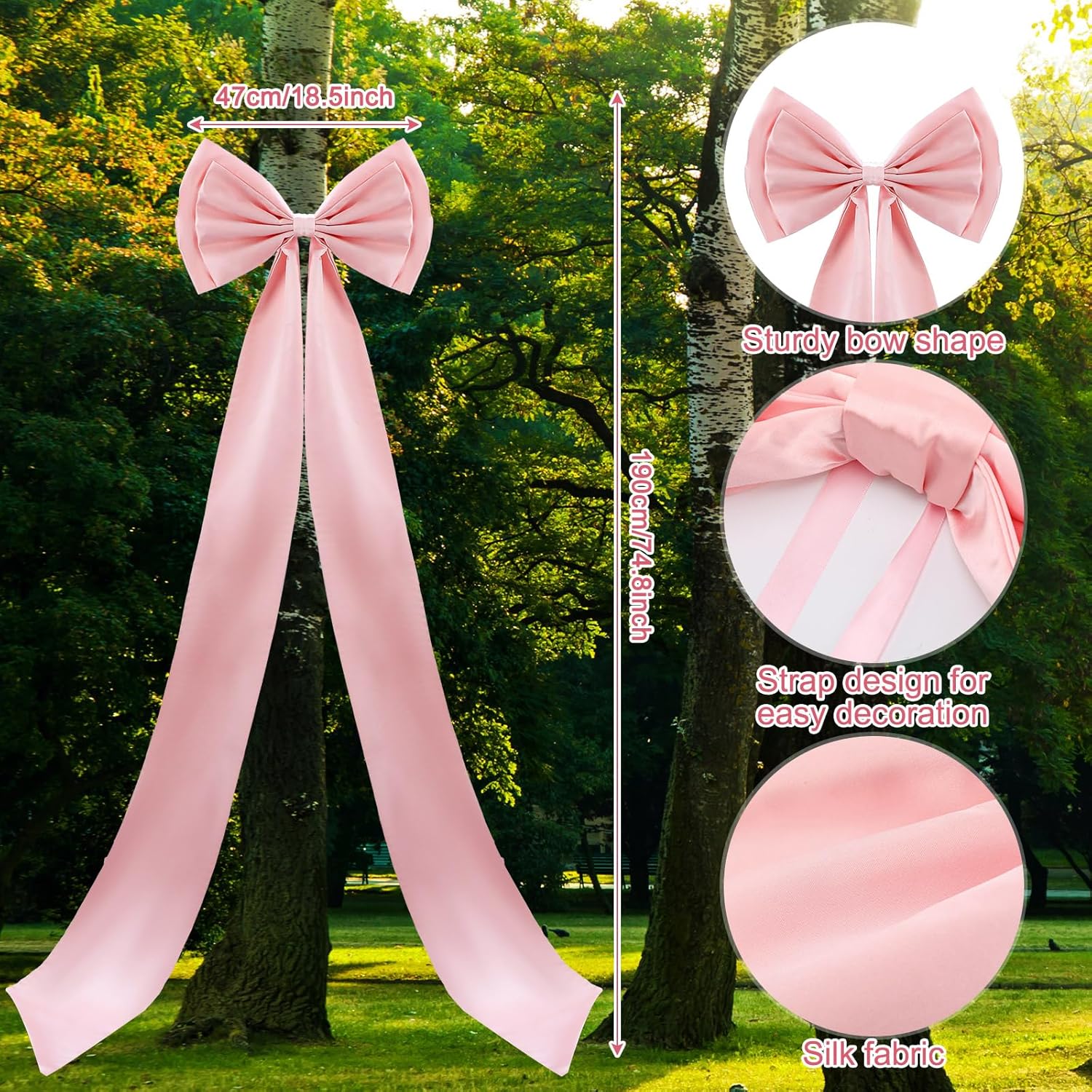 Wavwavw Wedding Bow Decor - Giant Satin Bows for Room Backdrop | 75x18 Inch Dusty Pink Ribbon Tie