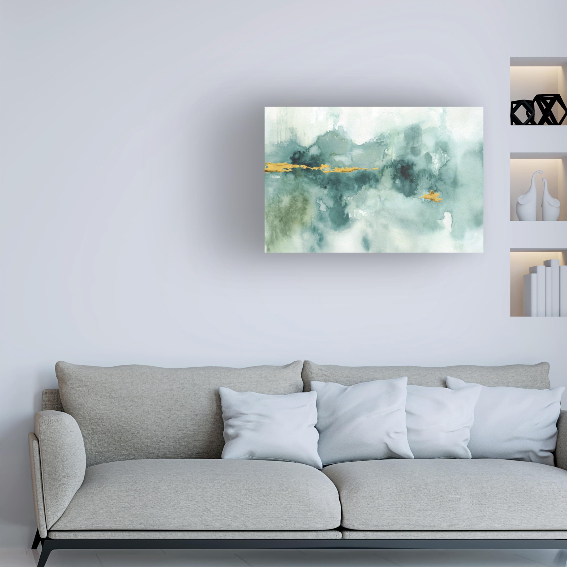 Wrapped Canvas Wall Art - Lisa Audit 'My Greenhouse Abstract I Crop Blue' Wall Art for Living Room, Bedroom, or Office Décor - 22x32