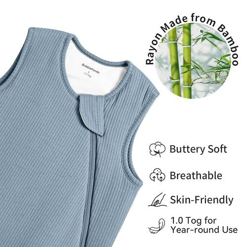 BubblePanda Bamboo Sleep Sack - Breathable 1.0 Tog Infant Wearable Blanket | 0-6 Months, Unisex