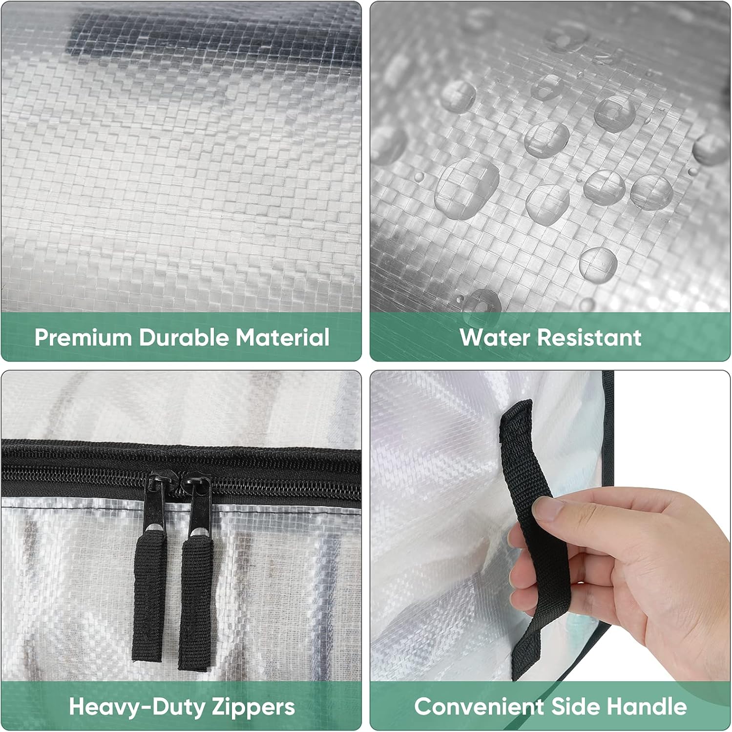 BALEINE Oversized Moving Bags - Heavy-Duty Storage Totes with Reinforced Handles | Clear 4-Pack