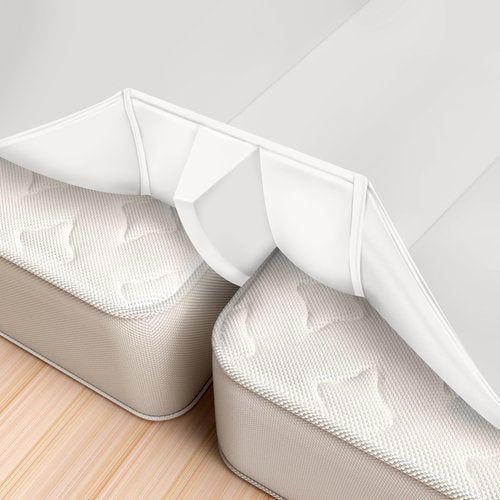 3-in-1 Bed Bridge Twin to King Converter, Split King Gap Filler for Adjustable Bed with Fitted Sheet, for King Size Mattresses, Mattress Connector to Close Gap, No-Slip Mattress Bridge, White