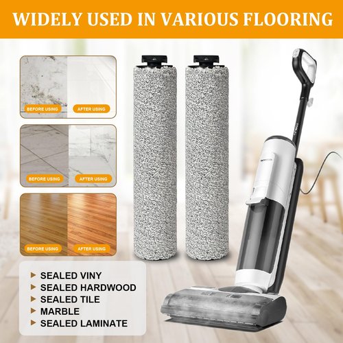 2 Pack Soft Roller Brush Replacement Parts for Tineco Floor ONE S5 Steam Cleaner Wet Dry Vacuum, Replacement Parts Accessory Kit for Tineco Floor Cleaner Including 3 Pack Vacuum HEPA Filters