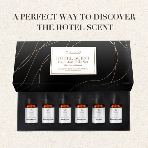 JCLOUD Essential Oil Diffuser Set - 6 Luxury Hotel-Inspired Aromatherapy Oils | 10mL Each for Home Use