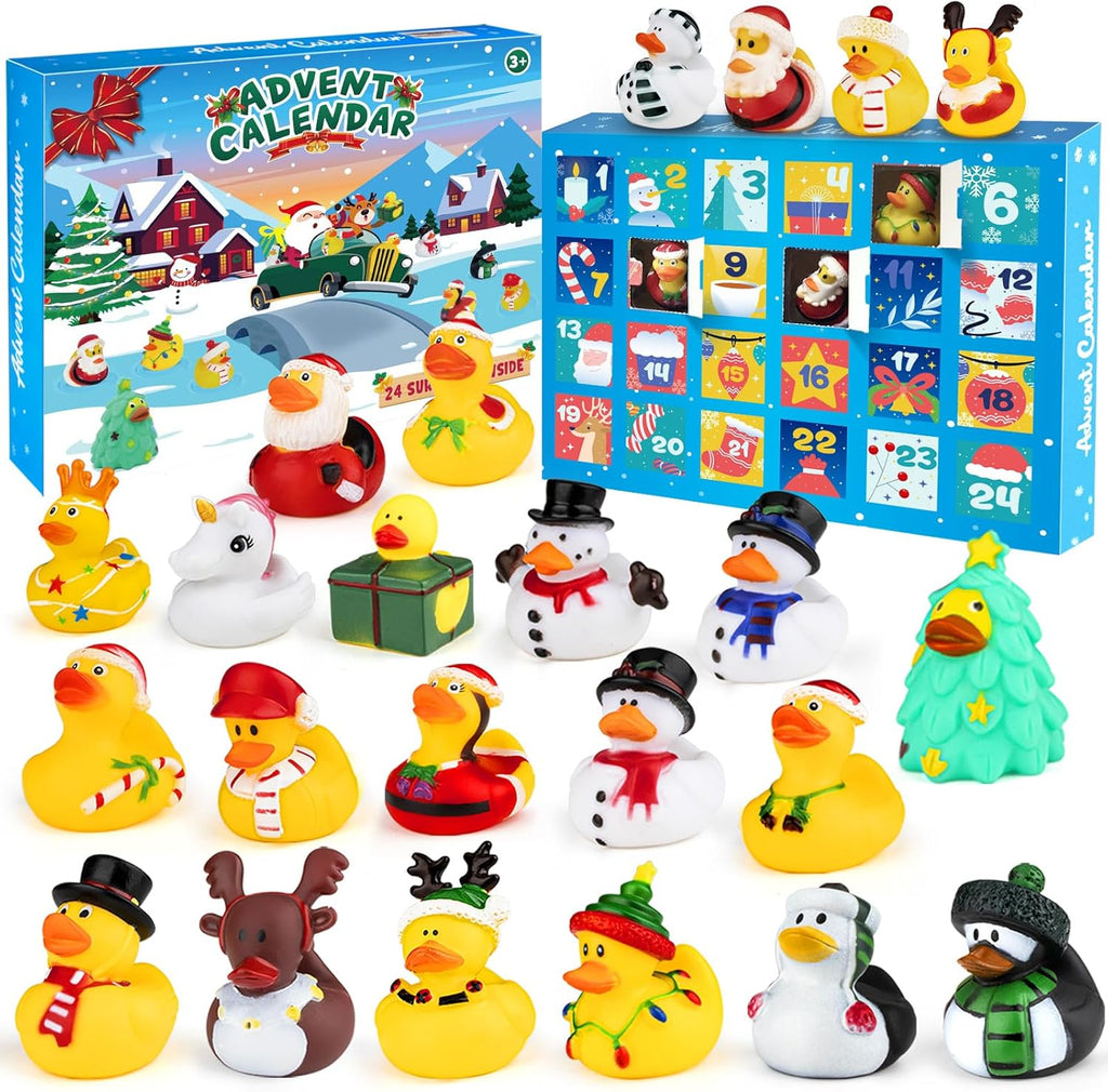 Rubber Duck Advent Calendar - 24 Days Countdown for Kids | Fun Christmas Bath Toys & Party Favors