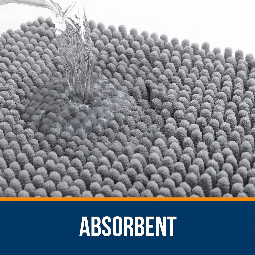 OLANLY Bathroom Rugs - Extra Soft Chenille Bath Mats | Quick-Dry, Machine Washable, 30x20, Grey
