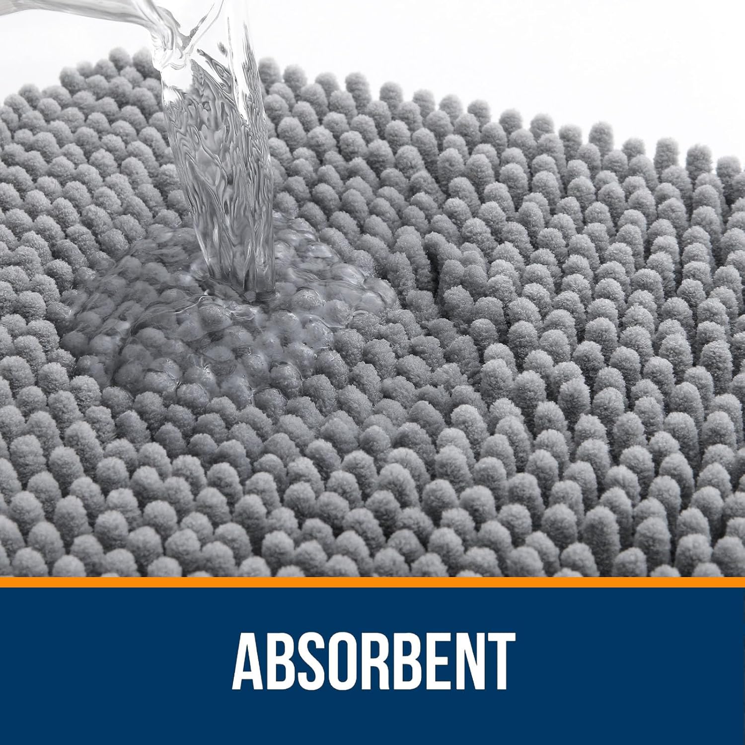 OLANLY Bathroom Rugs - Extra Soft Chenille Bath Mats | Quick-Dry, Machine Washable, 30x20, Grey