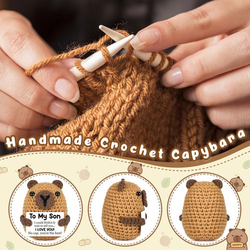 Son Gifts for Teens Boy Easter Baskets Stuffers for Kids from Mom Dad, I Love You Son Graduation Fathers Day Birthday Gifts for College Sons, Crochet Capybara Easter Egg Fillers for Son in Law
