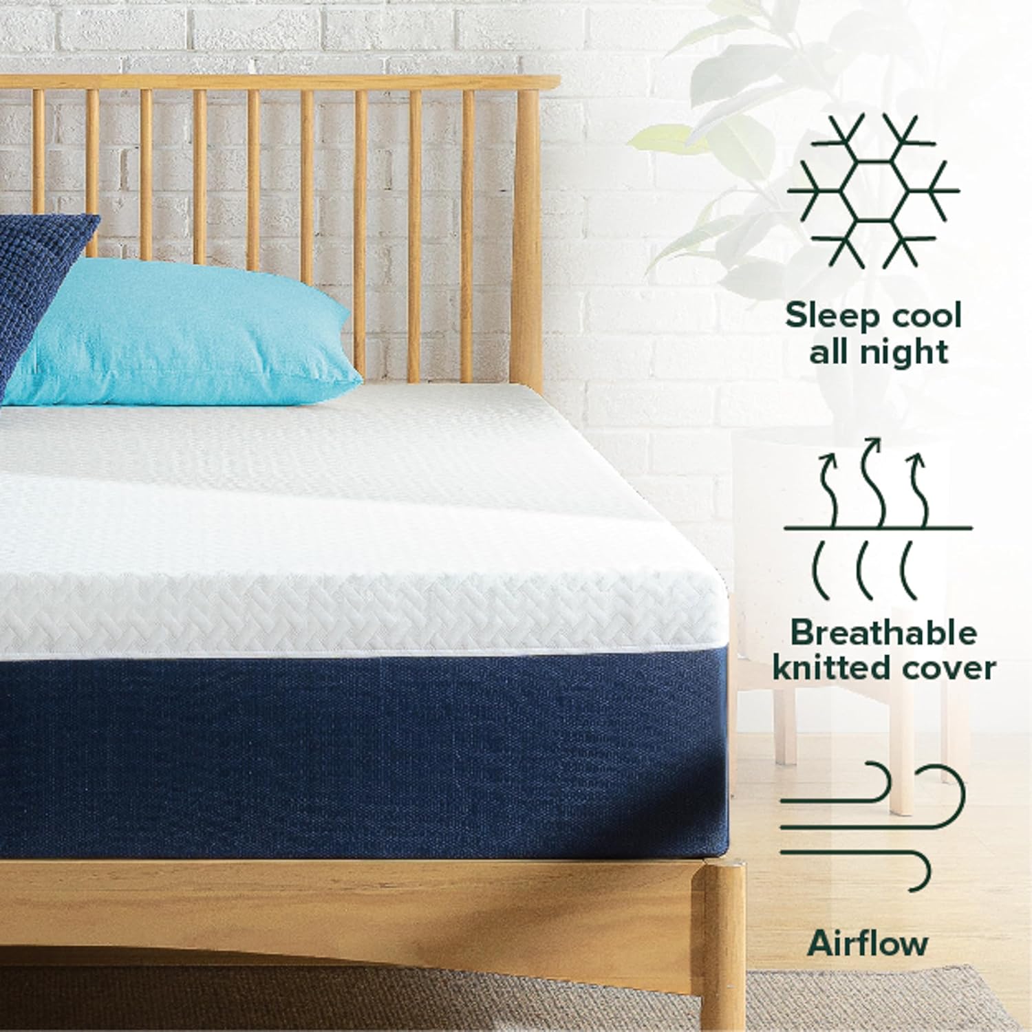 ZINUS 10 Inch Queen Cooling Comfort Hybrid Mattress - Medium Firm, Fiberglass Free, Motion Isolation