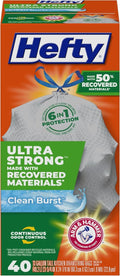 Hefty Ultra Strong Tall Kitchen Trash Bags - 13 Gallon, Gray Clean Burst, 40 Count, Eco-Friendly Design