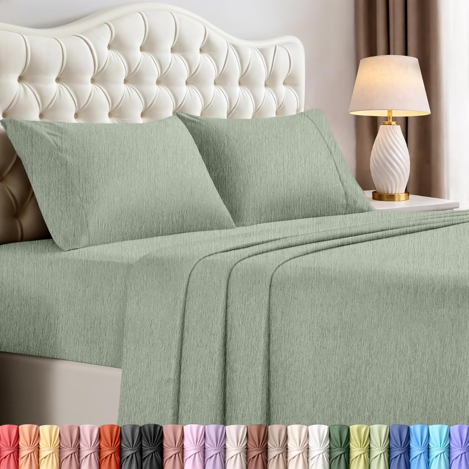 Utopia Bedding California King Size Sheet Set - Soft, Breathable Microfiber, 4-Piece in Heather Sage