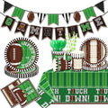 Zhehao 196 Pcs Football Birthday Party Decorations Serve 24 Guests Football Party Supplies Tableware Set Banner Tablecloth Plates Cups Cutlery Straws Napkins for Birthday Day Tailgate Decorations