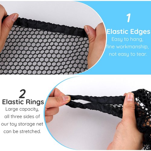 FIOBEE Stuffed Animals Net or Hammock Toy Storage Organizer Toy Hammock Net Bedroom Decor Hanging Storage with Hooks for Girl Kids Playroom Nursery, Black